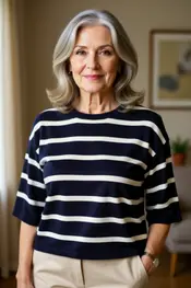 Free/quent - Top - Wit-blauw