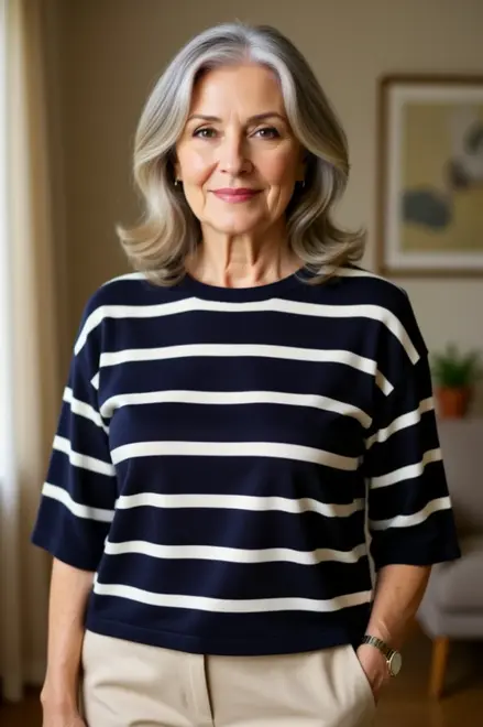 Free/quent - Top - Wit-blauw