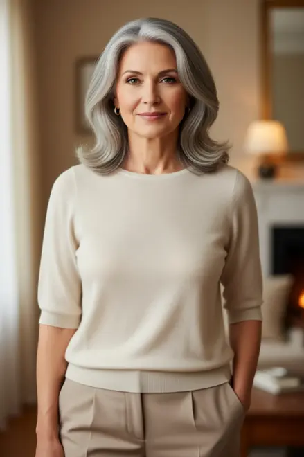 Red Button - Top - Ecru