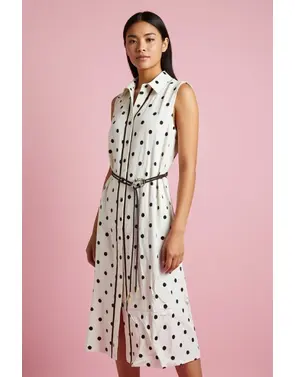 Garde-robe - Lang kleed - Wit-bruin