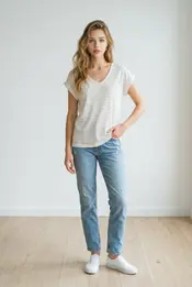 Free/quent - T-shirt - Wit-blauw