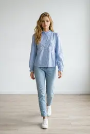 Garde-robe - Blouse - Wit-blauw