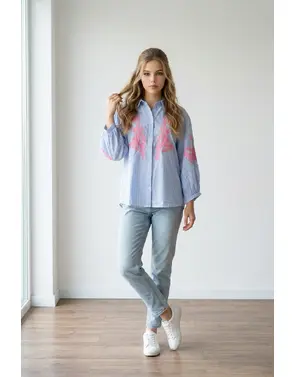 Garde-robe - Blouse - Blauw-roze