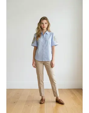 Garde-robe - Blouse - Blauw-beige