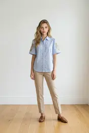 Garde-robe - Blouse - Blauw-beige