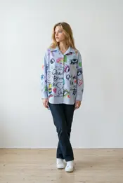 Garde-robe - Blouse - Wit-blauw