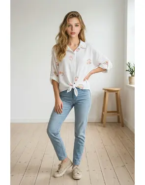 Garde-robe - Blouse - Wit-roze