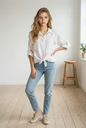 Garde-robe - Blouse - Wit-roze