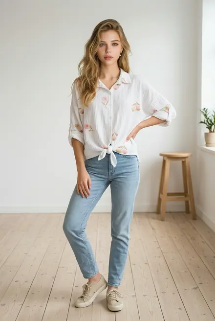 Garde-robe - Blouse - Wit-roze