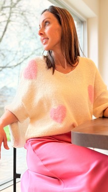Romantische Knitwear: Oversized Trui met Hartjes