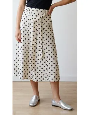 Free/quent - Halflange Rok - Blauw-beige