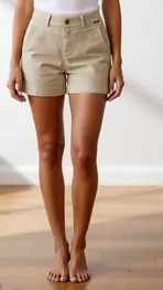 Red Button - Short - Beige