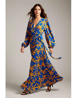 Garde-robe - Lang kleed - Geel-blauw