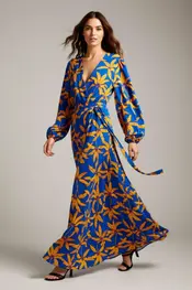 Garde-robe - Lang kleed - Geel-blauw