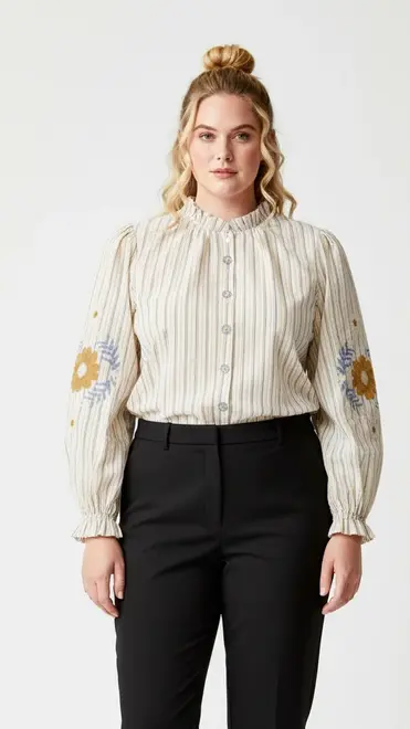 Garde-robe - Blouse - Blauw-beige