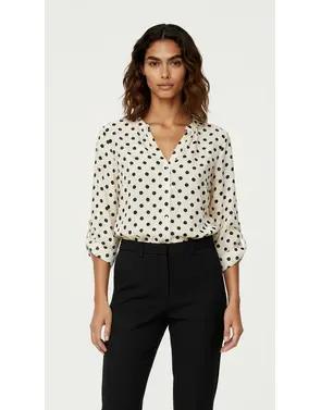 Free/quent - Blouse - Marine-ecru