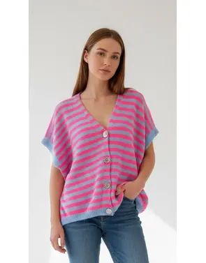 Garde-robe - Gilet - Blauw-roze