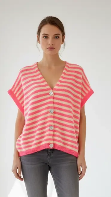 Garde-robe - Gilet - Geel-roze