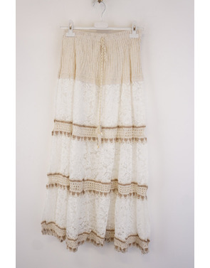 Garde-robe - Lange Rok - Beige-wit