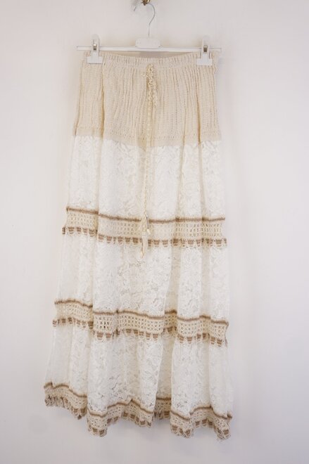 Garde-robe - Lange Rok - Beige-wit