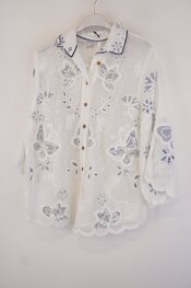 Garde-robe - Blouse - Wit-blauw