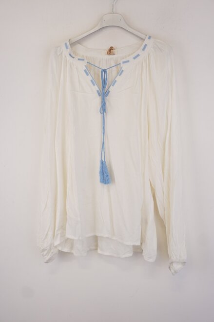 Garde-robe - Blouse - Wit-blauw