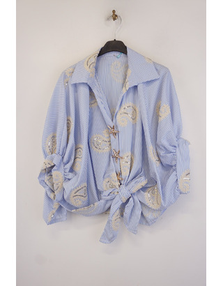 Garde-robe - Blouse - Wit-blauw