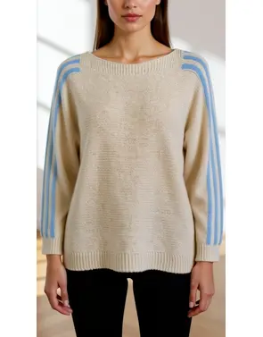 Garde-robe - Pull - Ecru-blauw