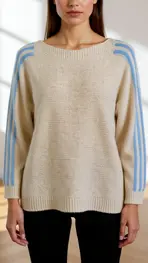 Garde-robe - Pull - Ecru-blauw