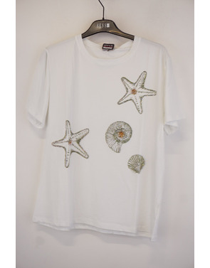 Garde-robe - T-shirt - Wit-groen