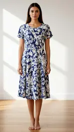 Garde-robe - Kort Kleedje - Blauw-beige