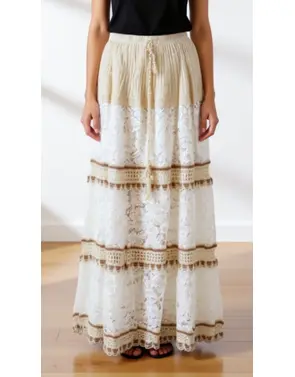 Garde-robe - Lange Rok - Beige-wit