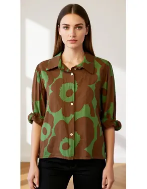 Garde-robe - Blouse - Groen-bruin
