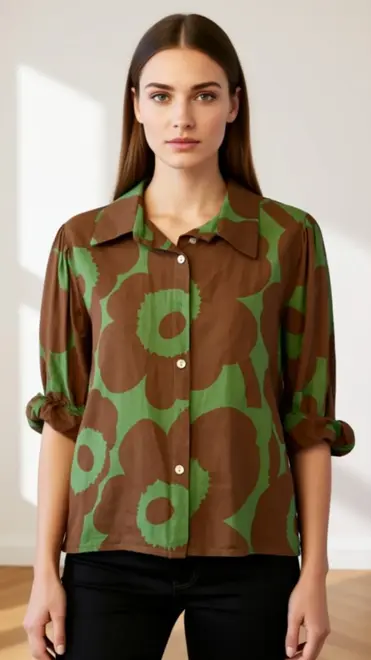 Garde-robe - Blouse - Groen-bruin