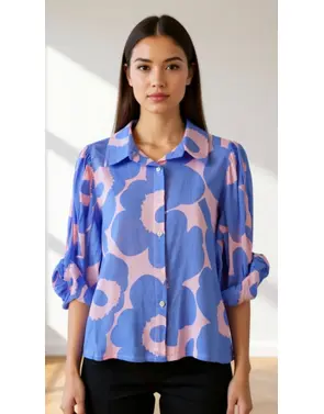 Garde-robe - Blouse - Blauw-roze