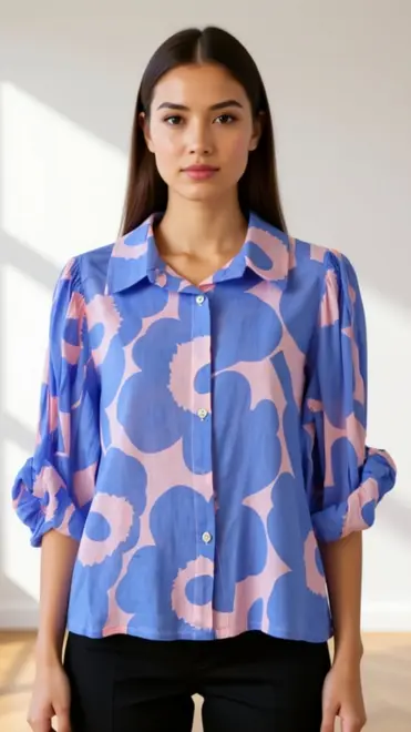 Garde-robe - Blouse - Blauw-roze