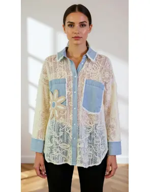 Garde-robe - Blouse - Blauw-beige