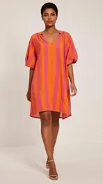 Garde-robe - Kort Kleedje - Fushia-oranje