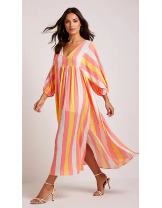 Garde-robe - Lang kleed - Geel-roze