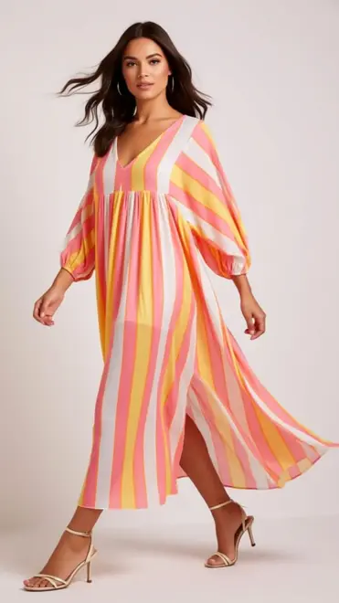 Garde-robe - Lang kleed - Geel-roze