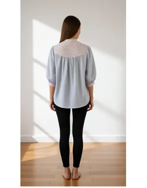 Garde-robe - Blouse - Blauw-roze