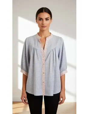 Garde-robe - Blouse - Blauw-roze