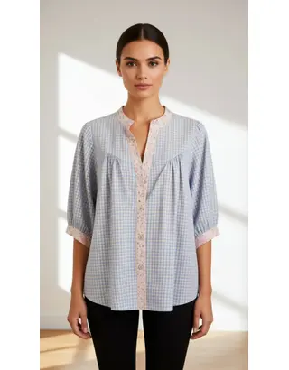 Garde-robe - Blouse - Blauw-roze