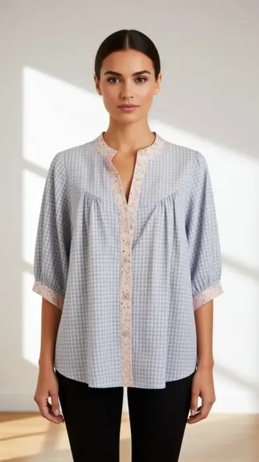 Garde-robe - Blouse - Blauw-roze