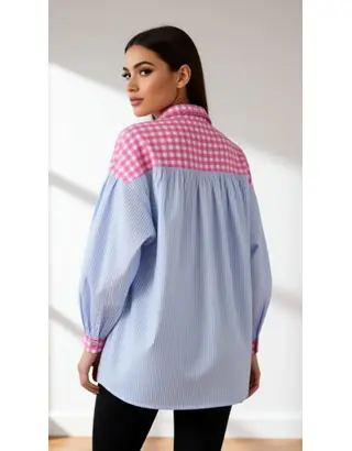 Garde-robe - Blouse - Blauw-roze