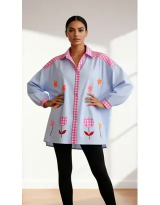 Garde-robe - Blouse - Blauw-roze