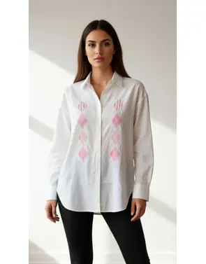 Garde-robe - Blouse - Wit-roze