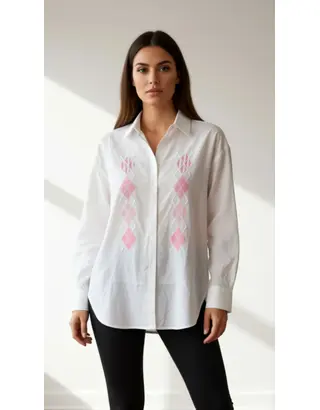 Garde-robe - Blouse - Wit-roze