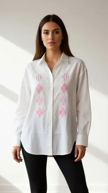 Garde-robe - Blouse - Wit-roze