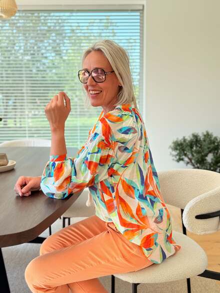 Luchtige Blouse met Tropische Bladprint